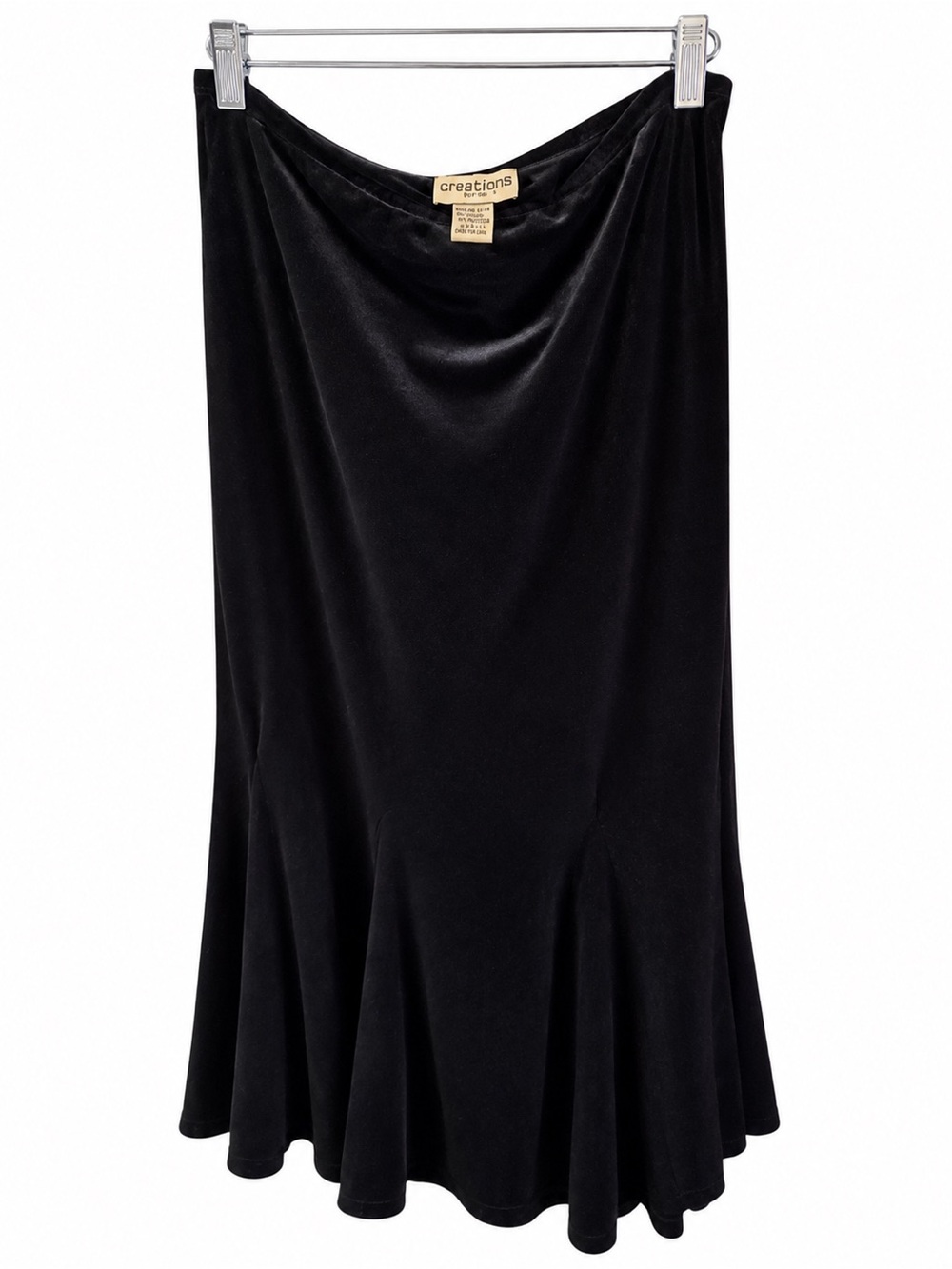 Vintage Creations Petite Black Velvet A-Line Skirt PXL